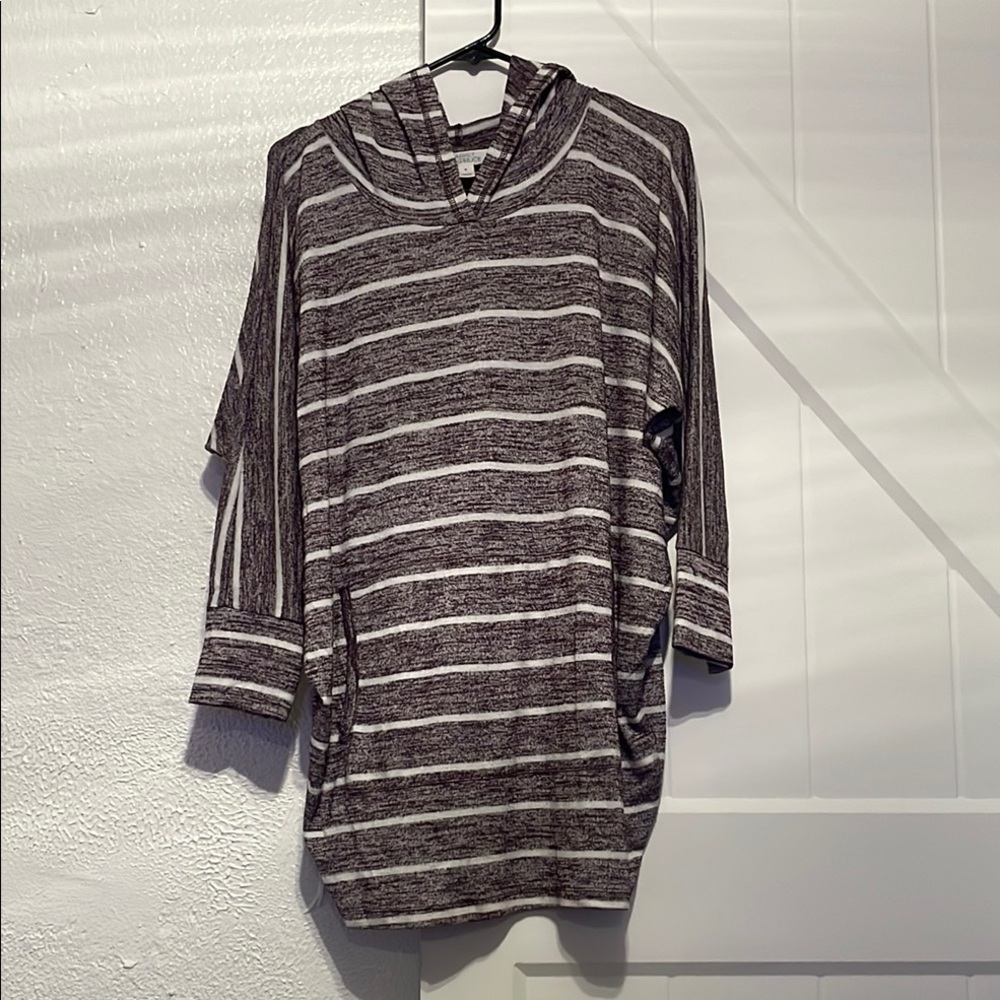 Striped Hooded Tunic Sweater